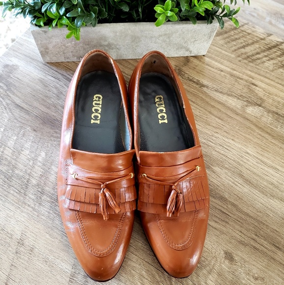 cognac gucci loafers